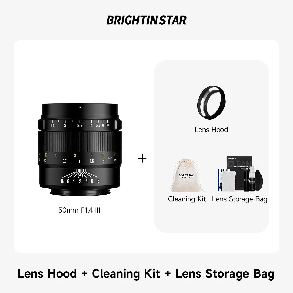 Brightin Star 50mm F1.4 III APS-C Manual Focus Portrait Lens for M43 / Canon M / Fujifilm X / Sony E / Canon RF BrightinStar.US