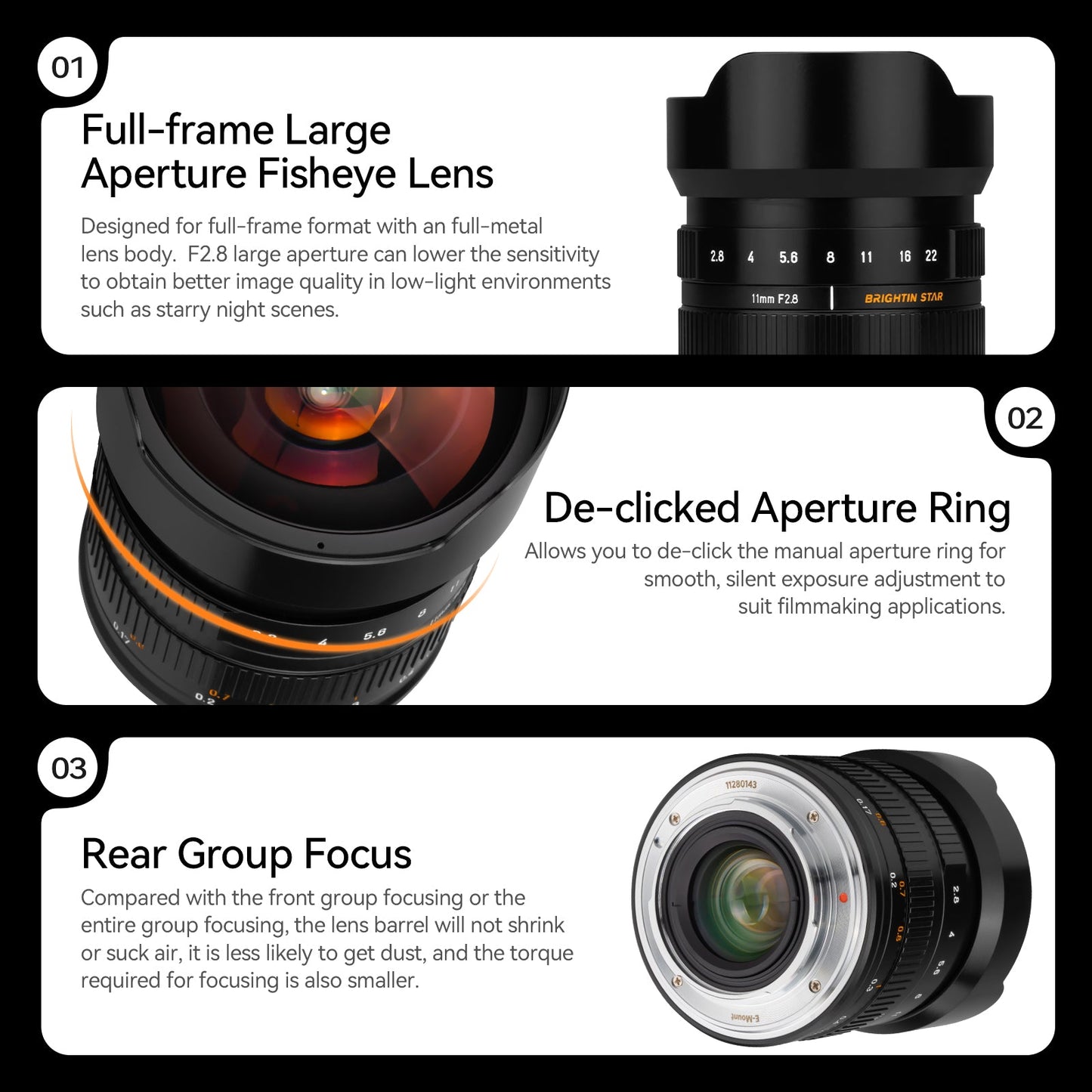 11mm F2.8 Full Frame Wide-Angle Starry Sky Fisheye Lens Suitable for Leica/Panasonic/Sigma L-Mount