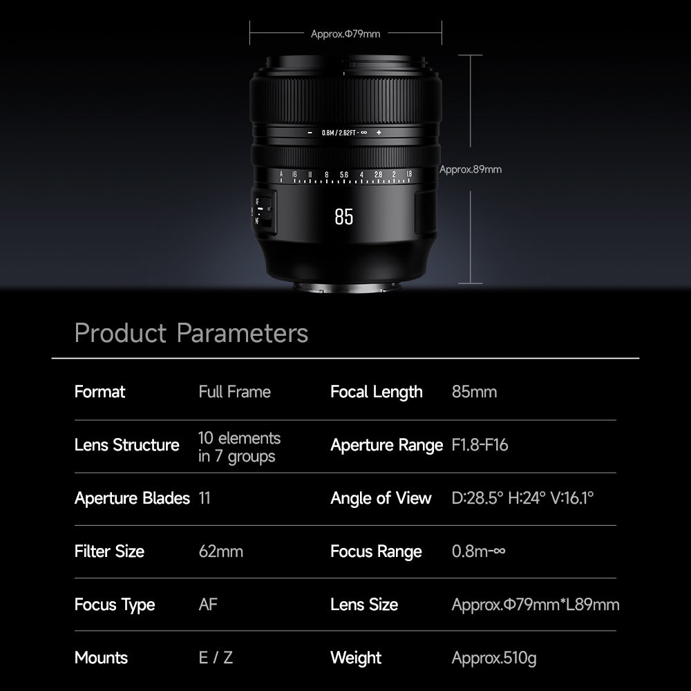 AF85mm F1.8 Full Frame Auto Focus Telephoto Portrait Prime Lens Fit for Sony E