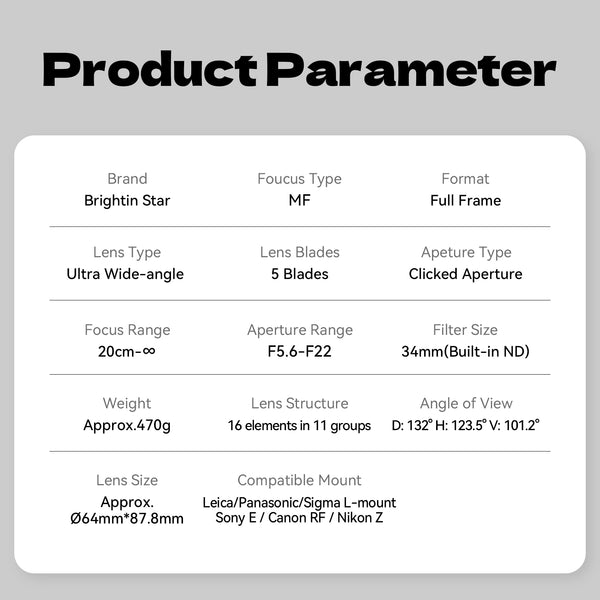 ND Filter for 9MM F5.6 Full Frame Ultra Wide Angle Lens