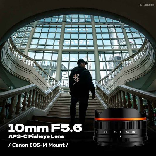 10mm F5.6 APS-C Fisheye Lens Wide-Angle Lens Pancake Lens Manual Fixed Focus Lens Suitable For Canon Eos-M Mount