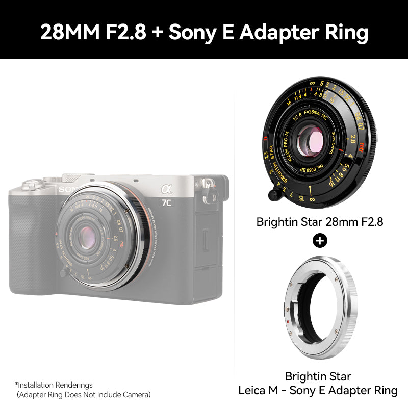 Brightin Star 28mm F2.8 Camera Lens Black Lacquer Ultra-Thin Pancake Lens Wide-Angle Lens Classic Humanistic Lens