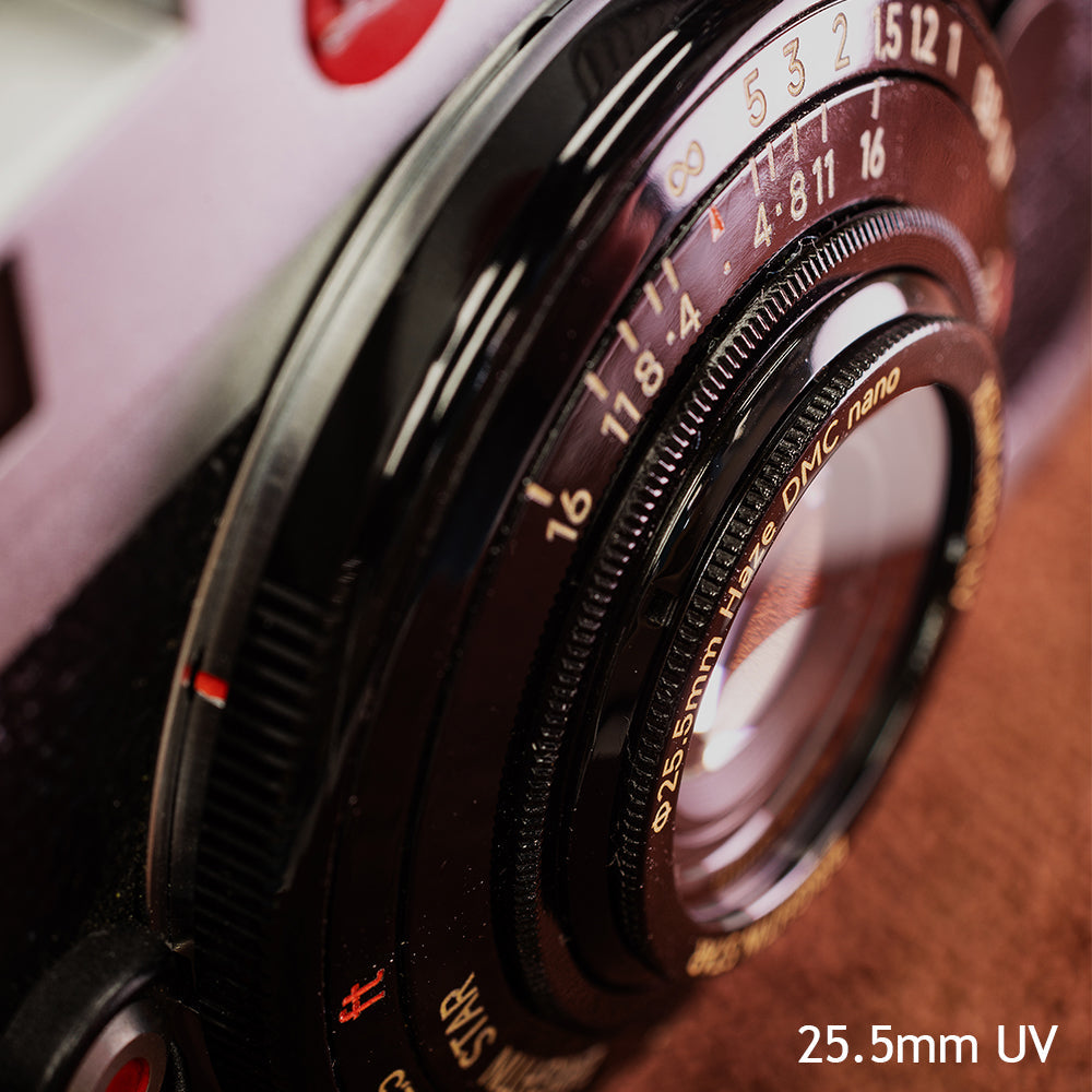 Exclusive 25.5mm ultra-thin UV filter (only 1mm thick) - fits Leica/Sigma/Panasonic L/Canon RF/Nikon Z/Sony E/Fuji X/GFX adapters - designed for 28mm F2.8 lenses
