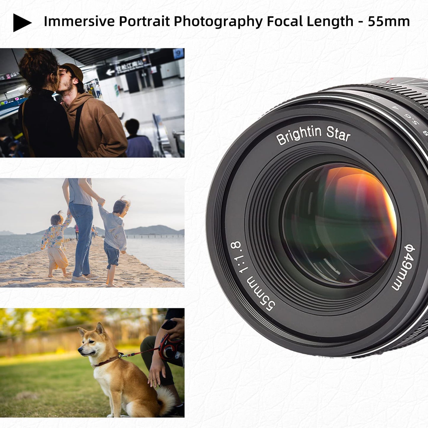 Brightin Star 55mm F1.8 Full Frame Large Aperture Manual Focus Lens for Canon RF/Nikon Z/Sony E Mount