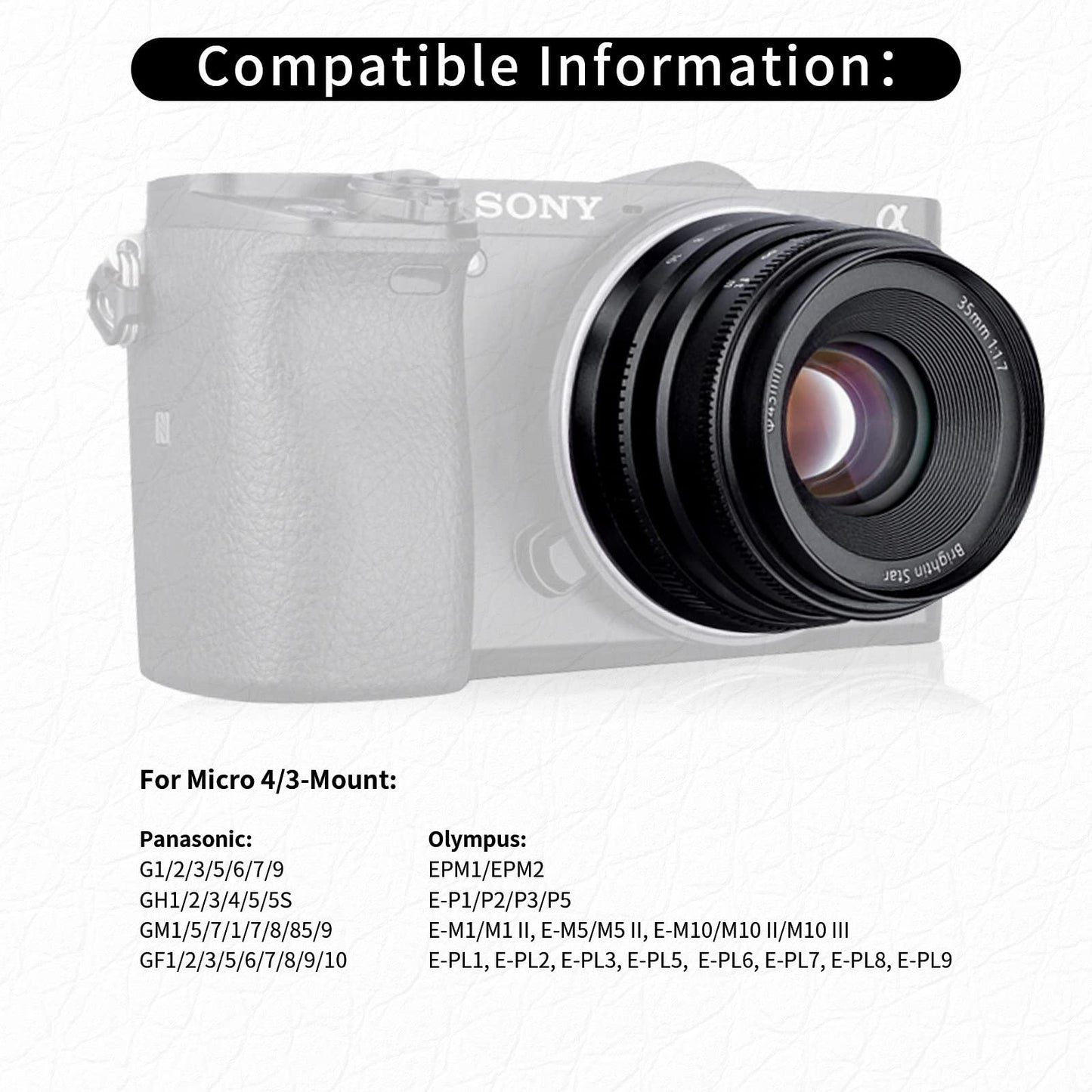 35mm F1.7 APS-C Wide-Angle Manual Focus Prime Lens for Panasonic/Olympus Micro 4/3 Mount