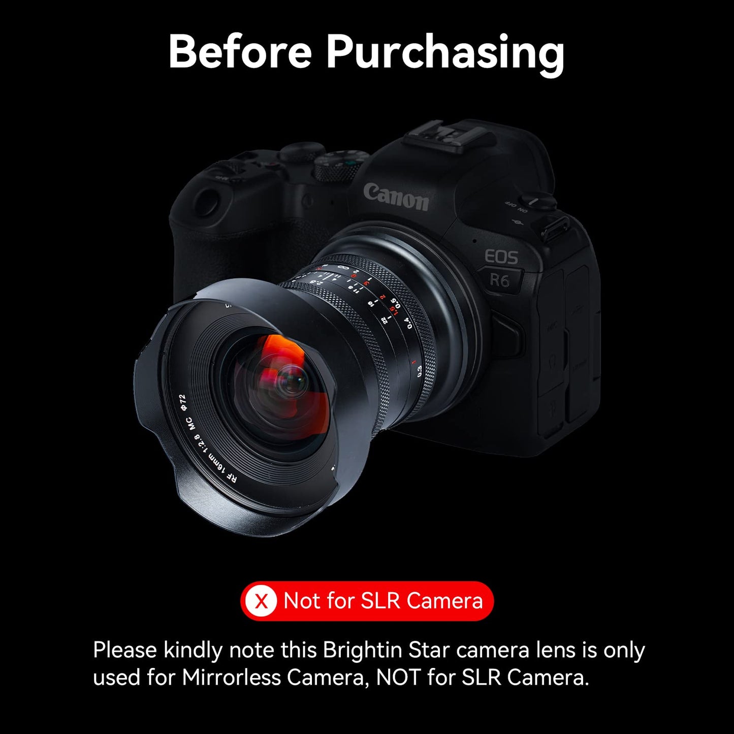 Brightin Star 16mm F2.8 Full Frame Ultral Wide Angle Manual Focus Mirrorless Camera Lens, Fit for L/Canon RF/Nikon Z/Sony E Mount