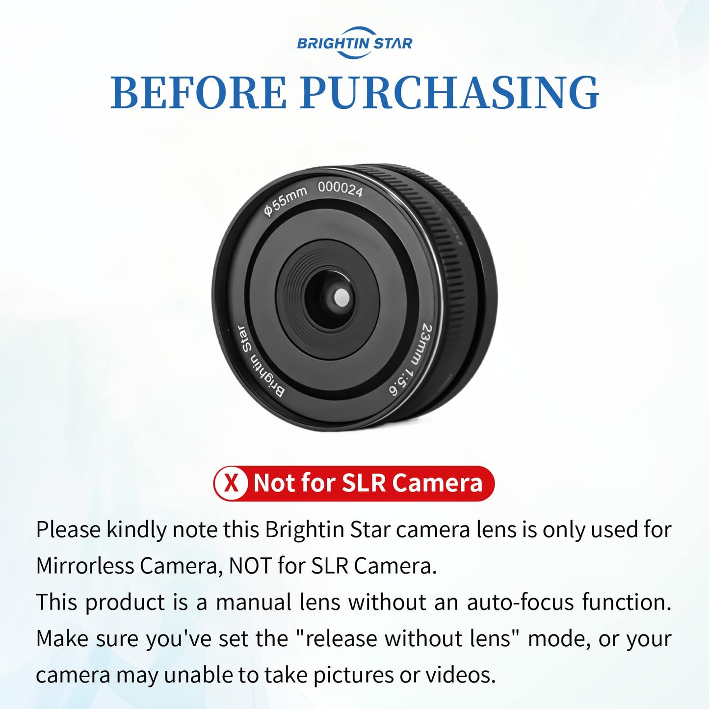 23mm F5.6 Full Frame Manual Focus Prime Lens Fit for Sony E Mount