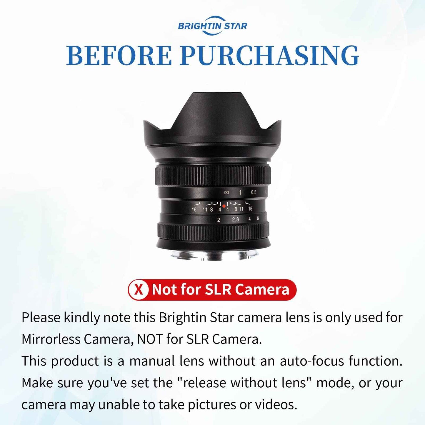 Brightin Star 12mm F2.0 APS-C Ultra Wide-Angle Big Aperture Manual Focus Mirrorless Cameras Lens Fit for Canon EF-M mount