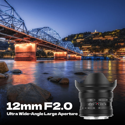 Brightin Star 12mm F2.0 APS-C Ultra Wide-Angle Big Aperture Manual Focus Mirrorless Cameras Lens Fit for Canon EF-M mount