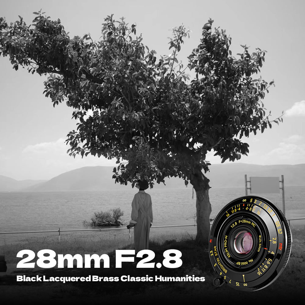 Brightin Star 28mm F2.8 Full Frame Lens Black Lacquer Ultra-Thin Pancake Lens For Leica M Mount Sony E/Canon RF/Fuji XF/GFX/Nikon Z Adapter Ring