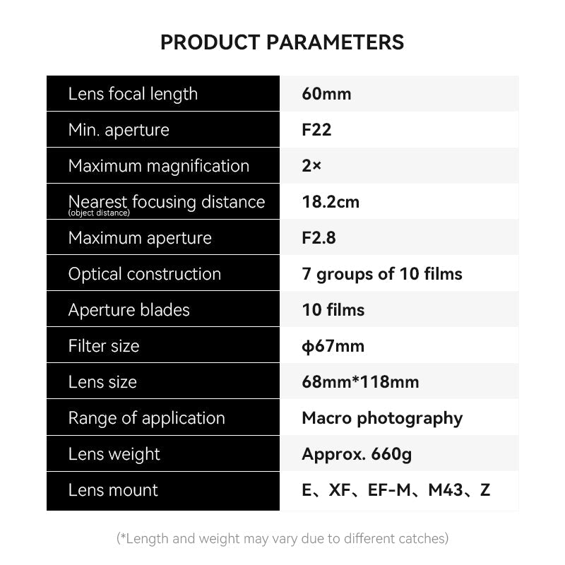 60mm F2.8 II 2X Macro Magnification Manual Focus Lens Fit for Panasonic/Olympus Micro 4/3 Mount