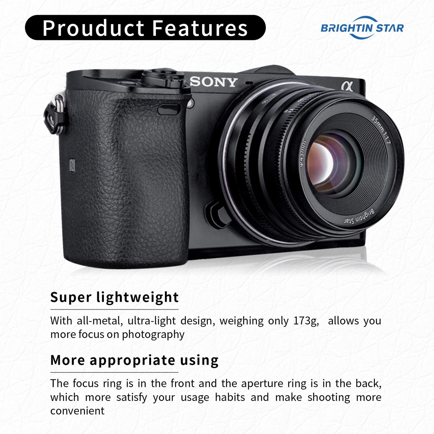 35mm F1.7 APS-C Wide-Angle Manual Focus Prime Lens for Canon EOS-M Mount