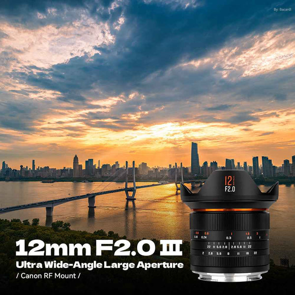 Father's Day Gifts Brightin Star 12mm F2.0 III Ultra Wide-Angle Big Aperture APS-C Cameras Lens, Fit for Canon EF-M/RF/Nikon Z/M4/3/Sony E/Fuji X