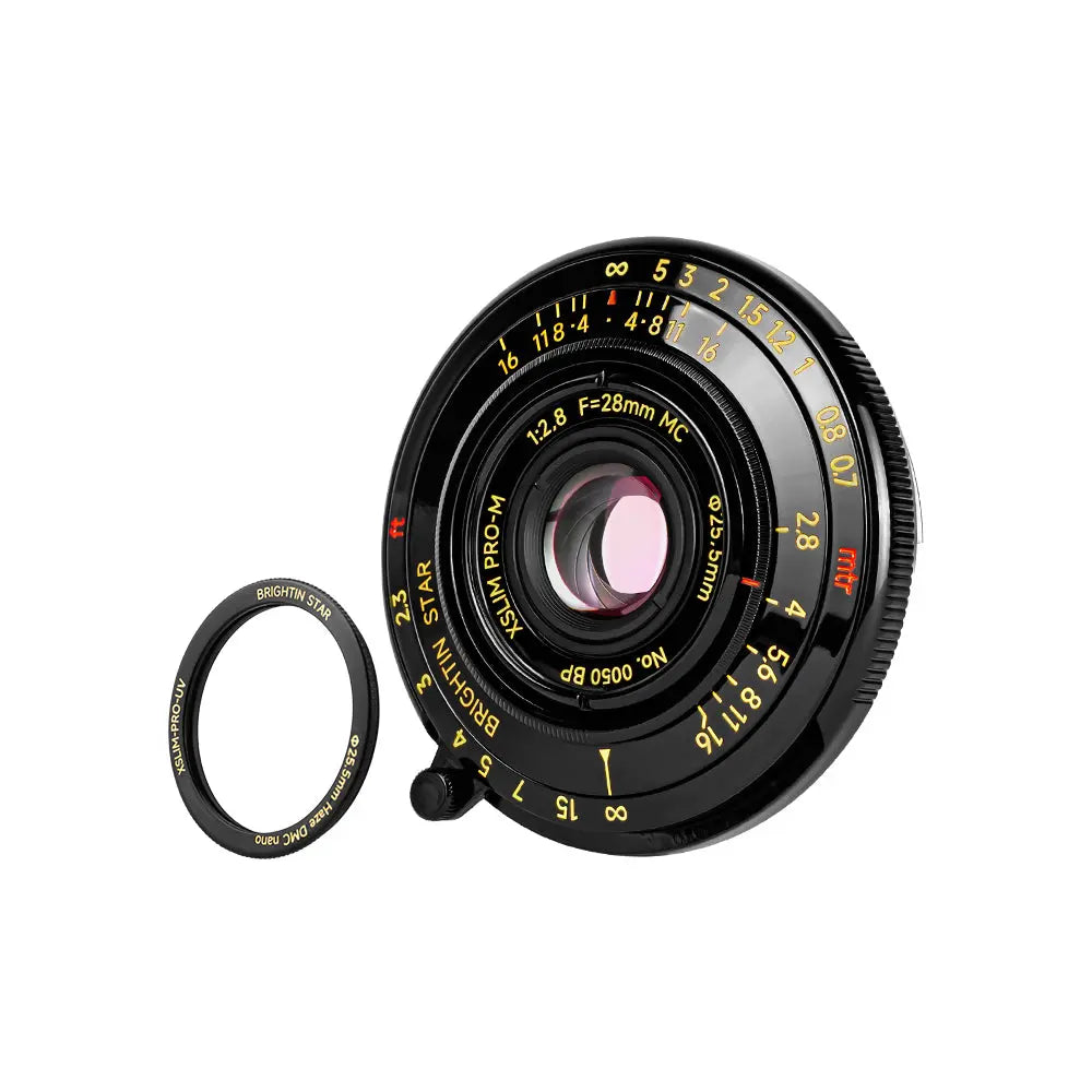Brightin Star 28mm f/2.8 Full Frame Ultra-Thin Pancake Lens for Leica M Mount with Dedicated UV Filter