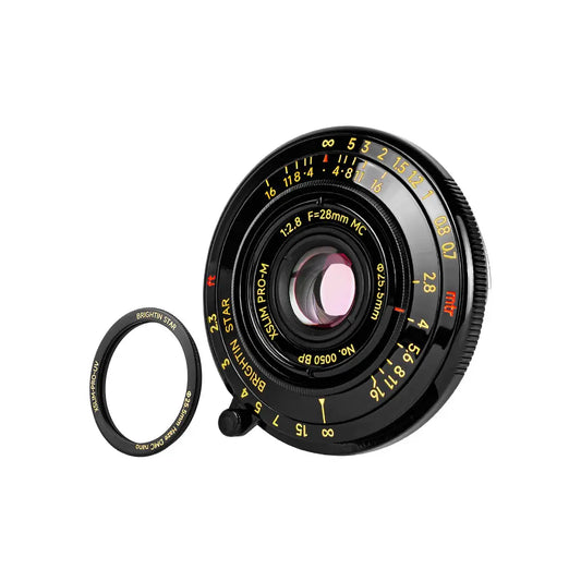 Brightin Star 28mm f/2.8 Full Frame Ultra-Thin Pancake Lens for Leica M Mount with Dedicated UV Filter
