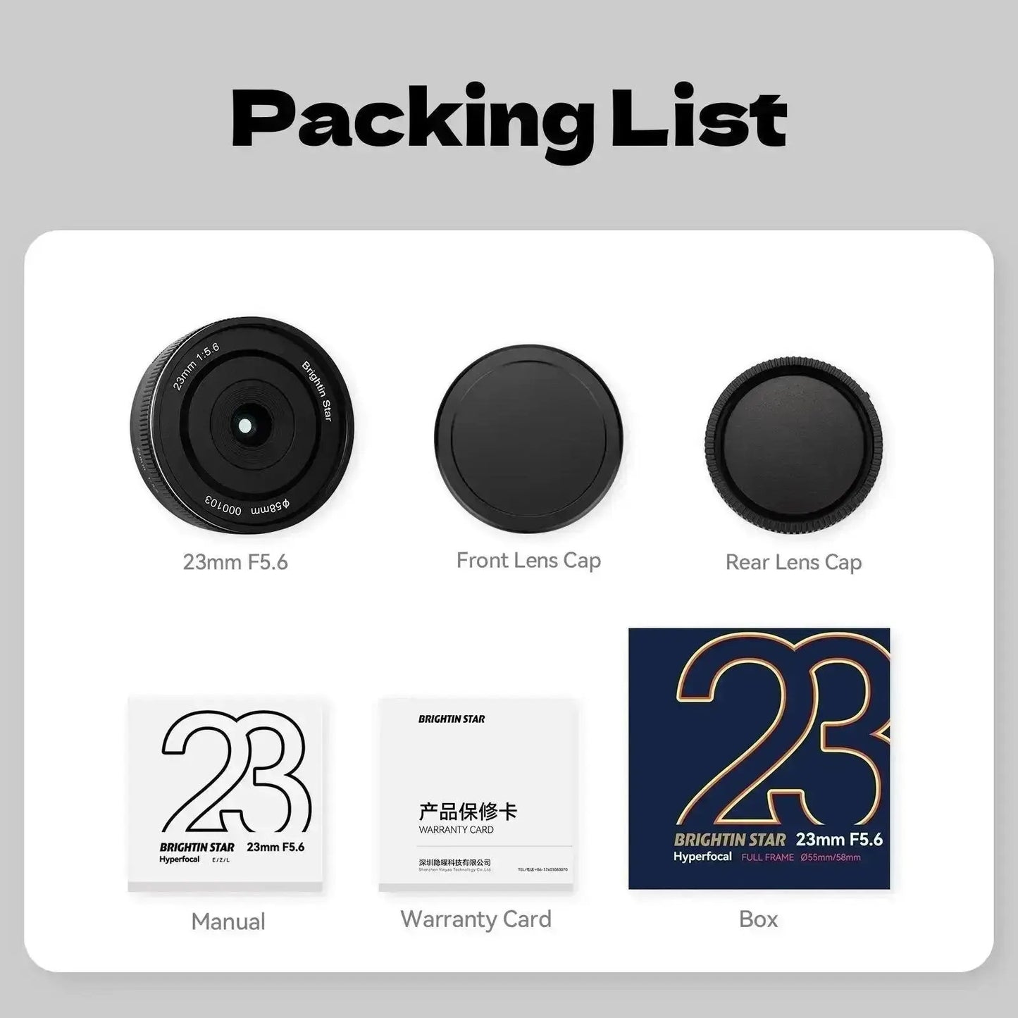 23mm F5.6 Full Frame Manual Focus Prime Lens - Brightin Star BRIGHTIN STAR