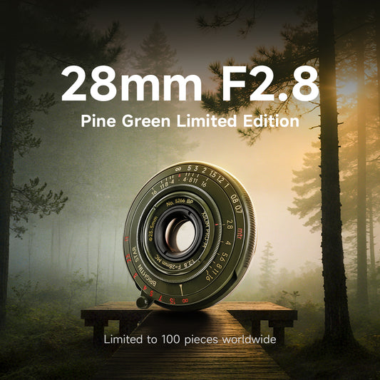 Brightin Star 28mm F2.8 Full Frame Pine Green Limited Edition Ultra-Thin Pancake Lens with Exclusive UV Filter Compatible with Leica M Mount