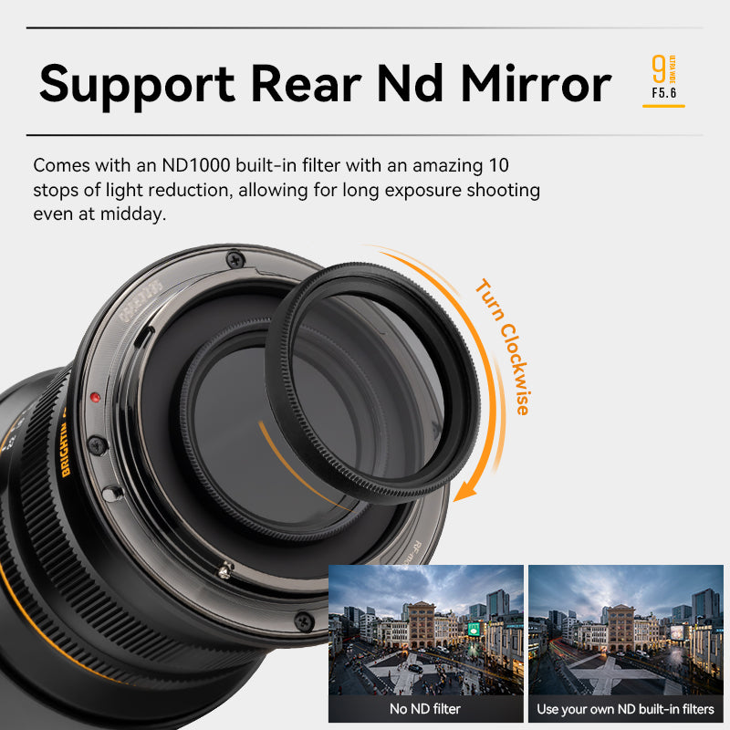 Father's Day Gifts Brightin Star 9mm F5.6 Full Frame Manual Focus Camera Lens Ultra Wide Angle 0 Distortion Lens with ND Filter For Sony E/Nikon Z/Canon RF/L Mount