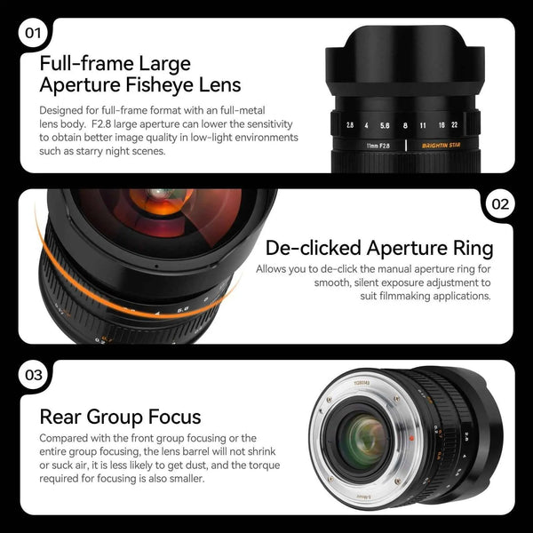 Brightin Star 11mm F2.8 Full Frame Wide-Angle Starry Sky Fisheye