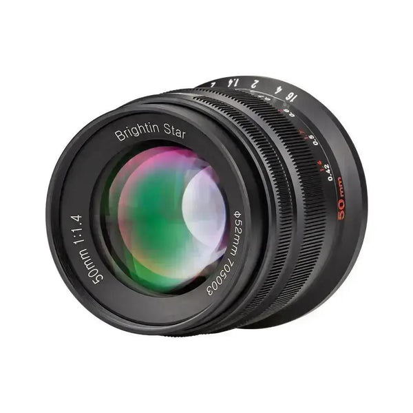 Brightin Star 50mm F1.4 APS-C Lens Side View