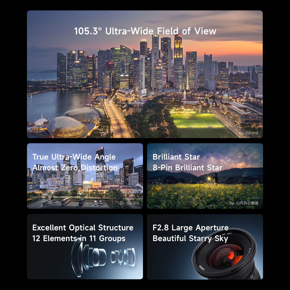 Brightin Star 16mm F2.8 Full Frame Ultral Wide Angle Manual Focus Mirrorless Camera Lens, Fit for L/Canon RF/Nikon Z/Sony E Mount