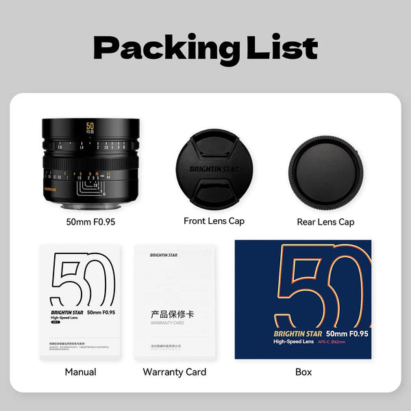 50mm F0.95 APS-C Night God Portrait Star Manual Fixed Focus Lens -Brightin Star BRIGHTIN STAR