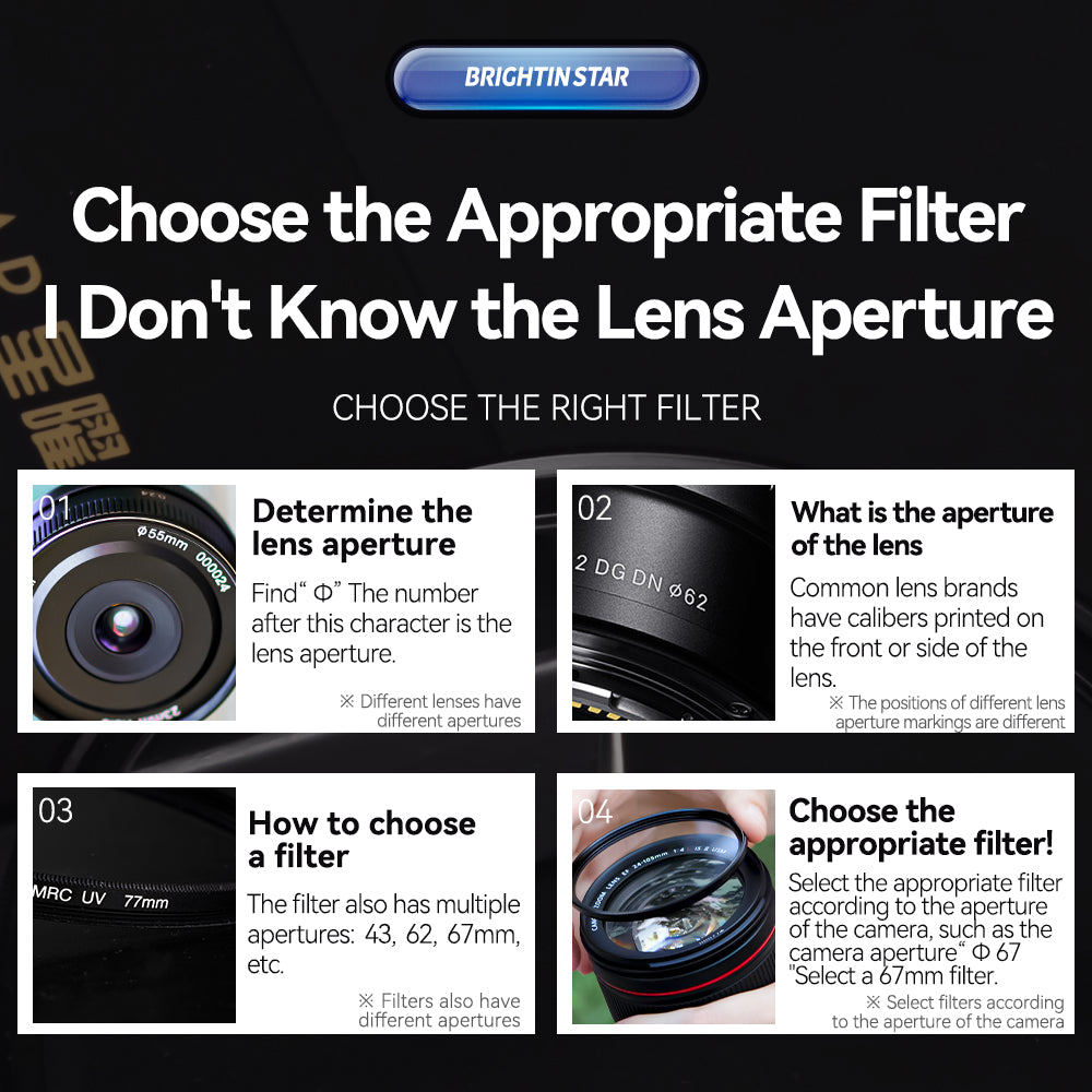 Brightin Star MCUV Lens Multi-Layer Coating for Canon/Nikon/Sony/Fuji Lenses UV Filter