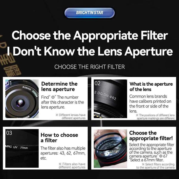 Brightin Star MCUV Lens Multi-Layer Coating for Canon/Nikon/Sony/Fuji Lenses UV Filter