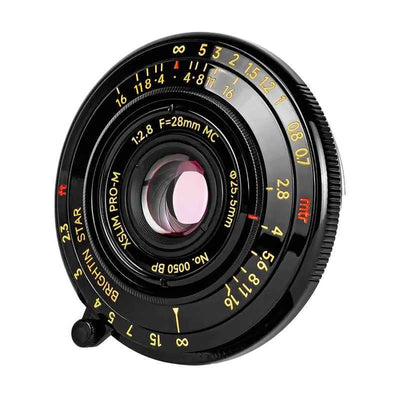 28mm F2.8 Full Frame Black Lacquer Ultra-Thin Pancake Lens For Leica M Mount Sony E/Canon RF/Fuji XF/GFX/Nikon Z Adapter Ring