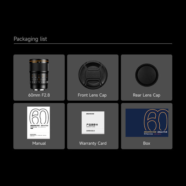 Brightin Star 60mm F2.8 2X Macro APS-C Manual Focus Prime Lens for M43 Mount M43 Mount