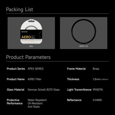 Brightin Star AERO UV Filter Brass Frame Ultra Slim Nano Coated UV Protection Lens Filter Main