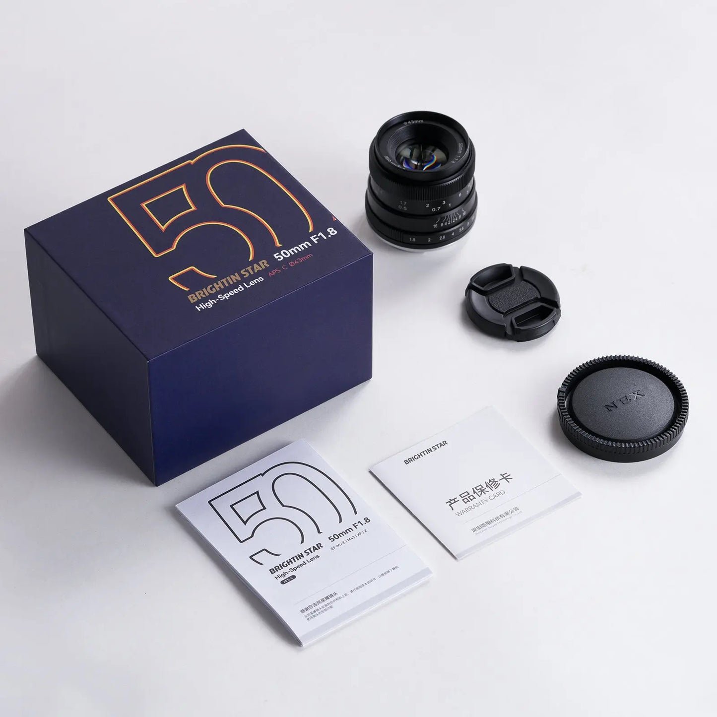 Brightin Star 50mm F1.8 APS-C Manual Focus Lens Fit for Canon EF-M/Sony E/M43/Fuji X/Nikon Z mount