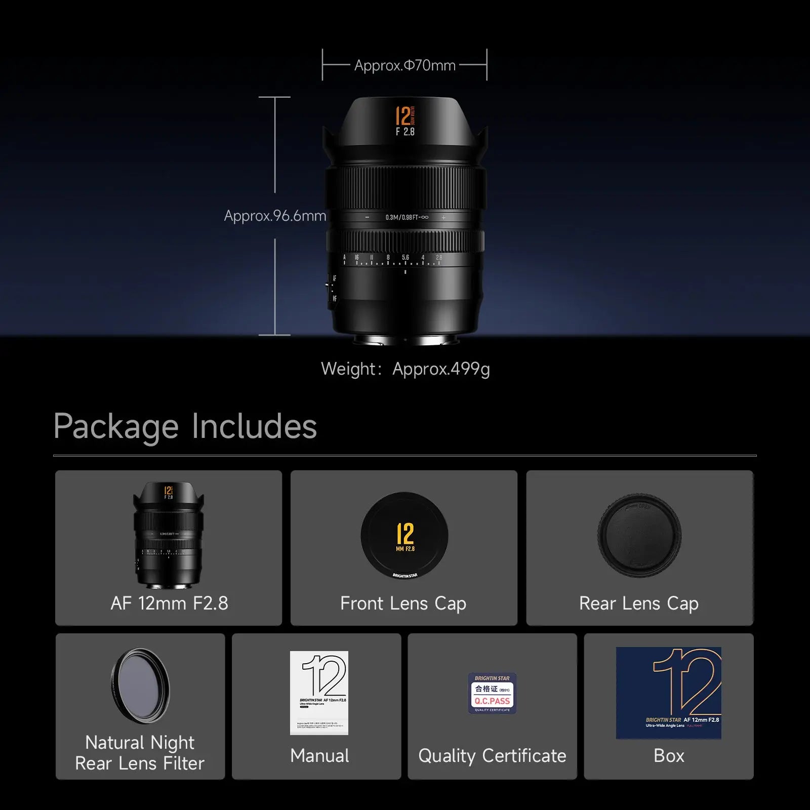 AF 12mm F2.8 Full-Frame Ultra-Wide Angle Lens | BRIGHTIN STAR