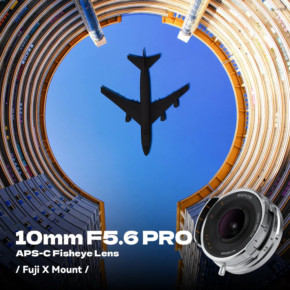 Brightin Star 10mm F5.6 Pro APS-C Fisheye Wide-Angle Manual Focus Lens for Fuji XF Mount Fuji X Mount