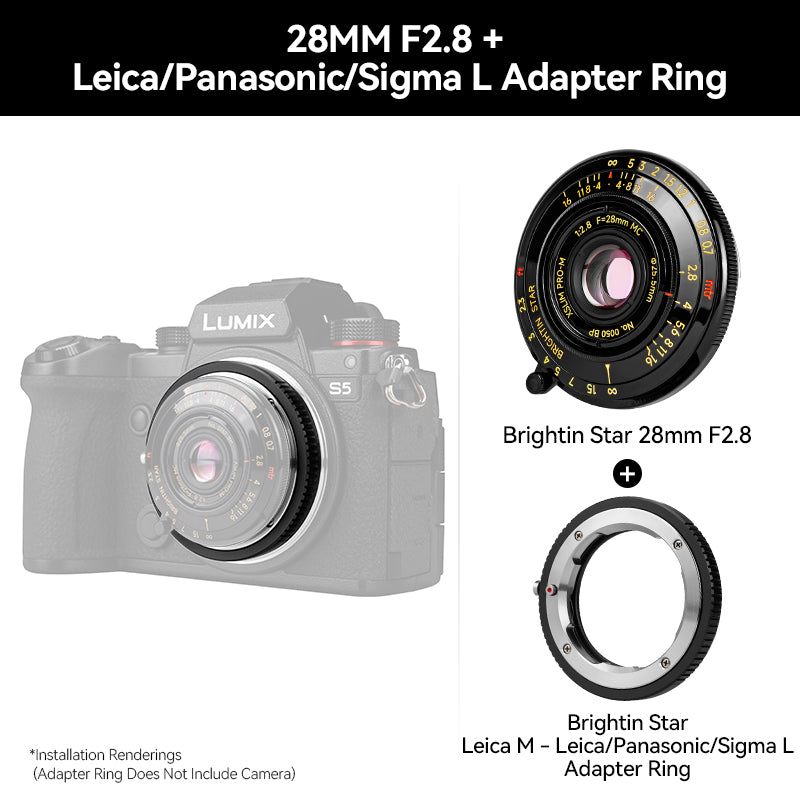 Exclusive 25.5mm UV Protection Filter (Only 1mm) Leica/Sigma/Panasonic L Canon RF Nikon Z Sony E Fujifilm X Fujifilm GFX Adapter Ring For 28mm F2.8 Lens