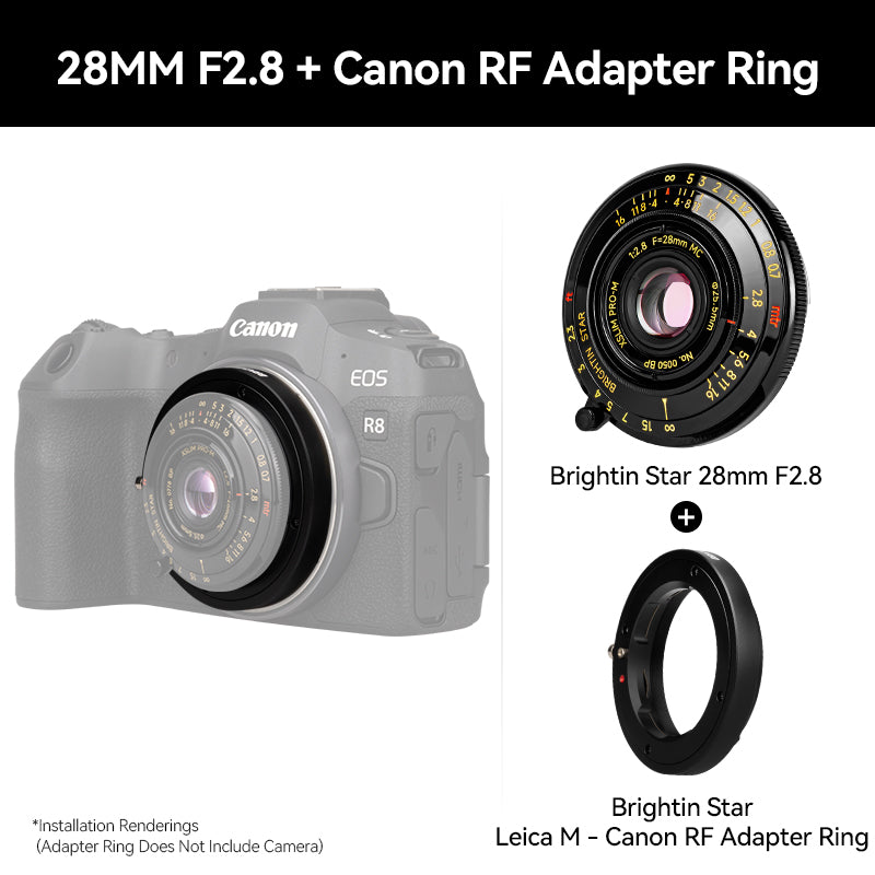 Brightin Star 28mm F2.8 Camera Lens Black Lacquer Ultra-Thin Pancake Lens Wide-Angle Lens Classic Humanistic Lens