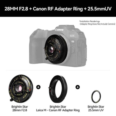 28mm F2.8 Camera Lens Black Lacquer Ultra-Thin Pancake Lens - Brightin Star
