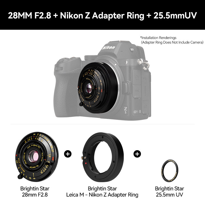 Exclusive 25.5mm UV Protection Filter (Only 1mm) Leica/Sigma/Panasonic L Canon RF Nikon Z Sony E Fujifilm X Fujifilm GFX Adapter Ring For 28mm F2.8 Lens