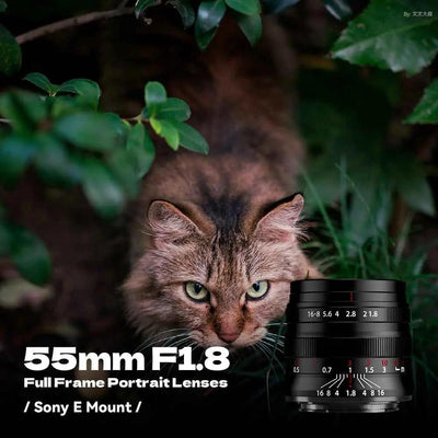 55mm F1.8 Full Frame Large Aperture Manual Focus Mirrorless Camera Lens, Fit for Sony E Mount