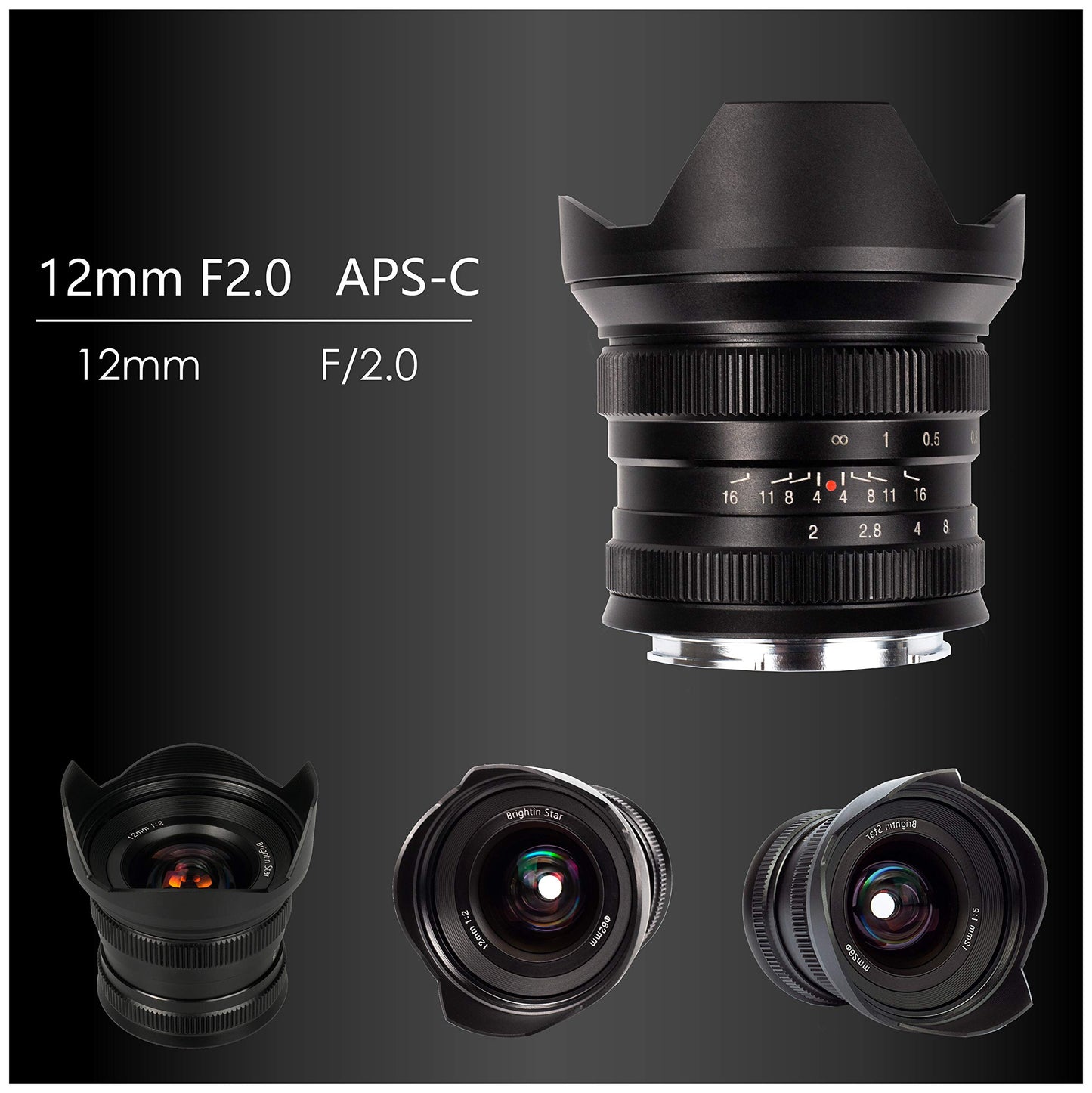 12mm F2.0 Ultra Wide-Angle Big Aperture APS-C Manual Focus Mirrorless Cameras Lens, Fit for Sony E Mount