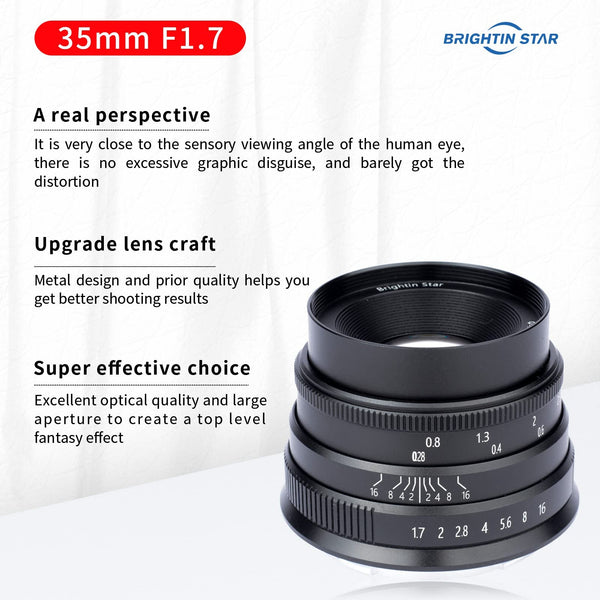 35mm F1.7 Wide-Angle Manual Focus Prime Lens for Panasonic Olympus