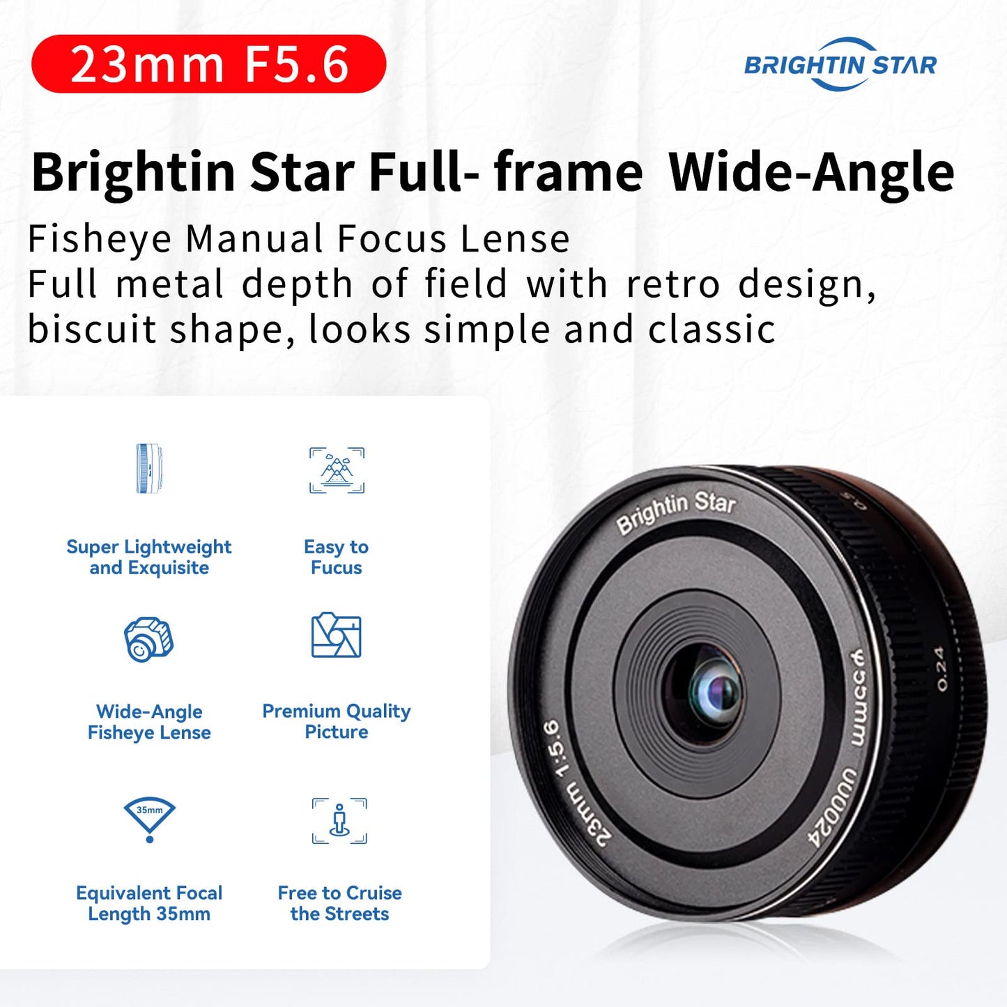 23mm F5.6 Full Frame Manual Focus Prime Lens for Nikon Z-Mount Mirrorless Cameras, Pancake Fixed MF Lens, Compatible with Z-6II, Z-7II, Z5, Z50, Z9, Z50, Z-FC, Z30