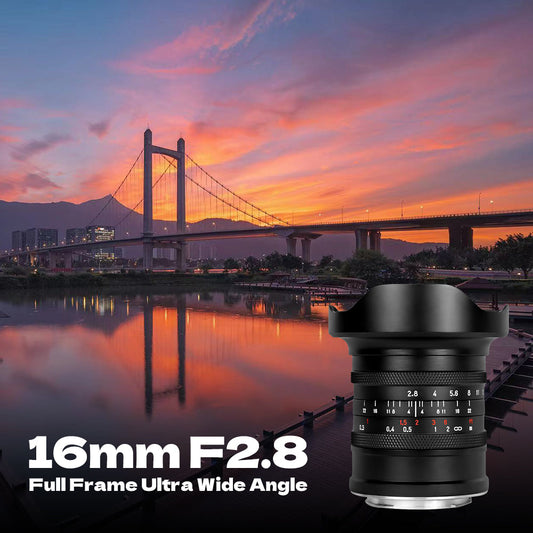 16mm F2.8 Full Frame Ultral Wide Angle Manual Focus Mirrorless Camera Lens, Fit for Canon RF/Nikon Z/Sony E/L Mount