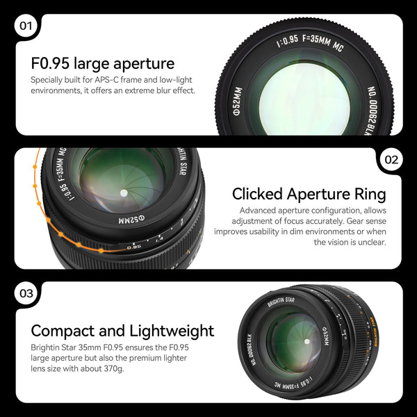 35mm F0.95 APS-C Night God Portrait Star Manual Fixed Focus 35mm F0.95 APS-C Night God Portrait Star Manual Fixed Focus