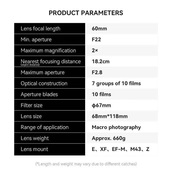 60mm F2.8 II 2X Macro Magnification Manual Focus Lens Fit for Panasonic/Olympus Micro 4/3 Mount