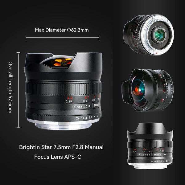 Brightin Star 7.5mm F2.8 APS-C Lens Fisheye Lens Ultra Wide Brightin Star 7.5mm F2.8 APS-C Lens Fisheye Lens Ultra Wide