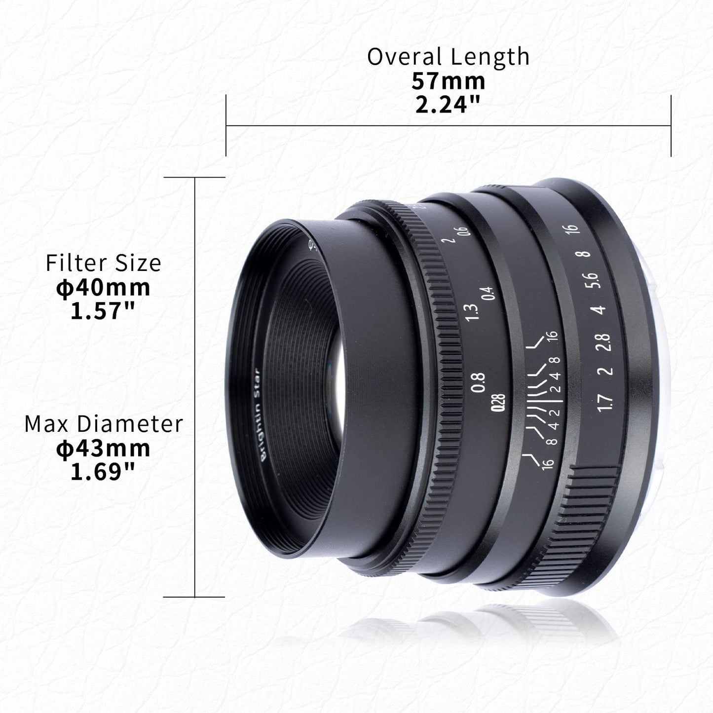 35mm F1.7 Wide-Angle Manual Focus Prime Lens - Brightin Star