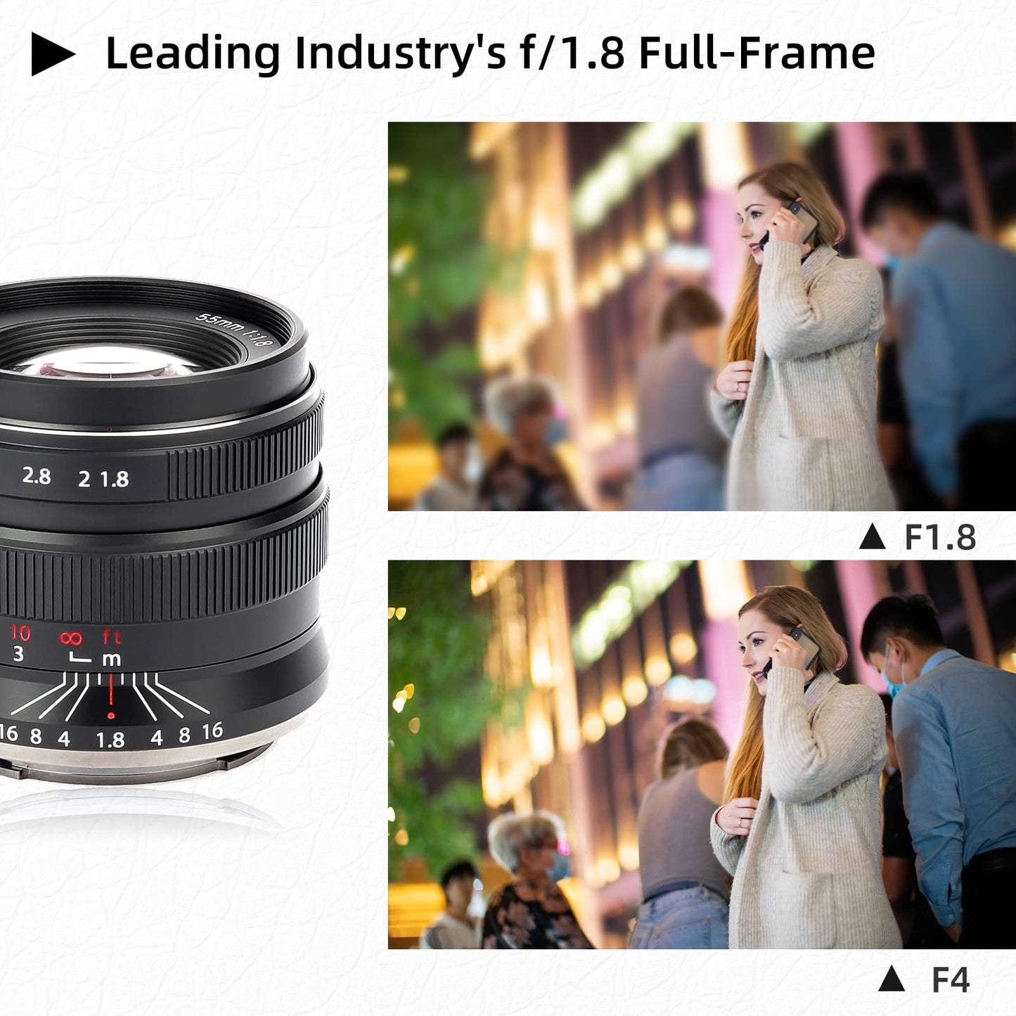 55mm F1.8 Full Frame Large Aperture Manual Focus Mirrorless Camera Lens, Fit for Canon RF Mount