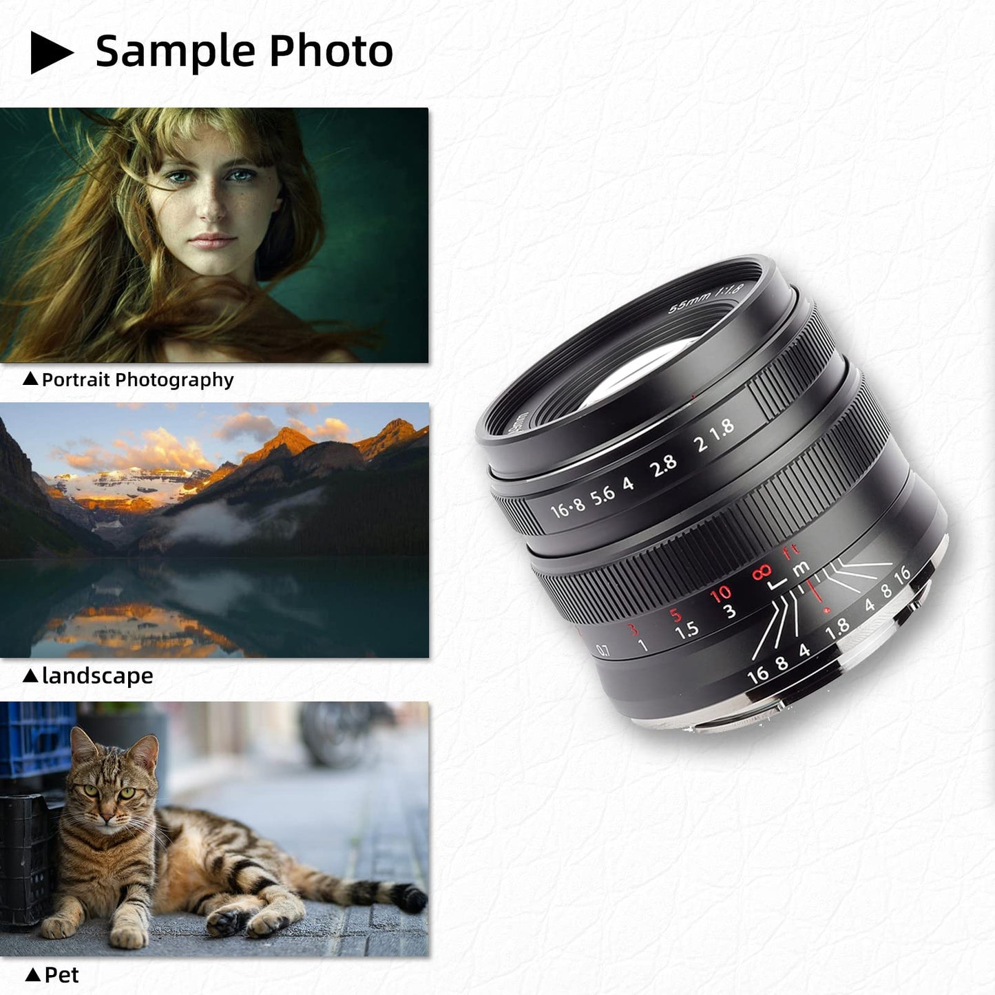 55mm F1.8 Full Frame Large Aperture Manual Focus Mirrorless Camera Lens, Fit for Canon RF Mount