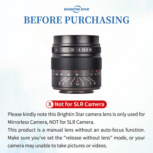 50mm F1.4 Manual Focus Prime Lens for Canon EOS-M Mount 50mm F1.4 Manual Focus Prime Lens for Canon EOS-M Mount